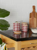 Red & White Buffalo Check Ceramic Canister Set