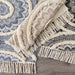 French Blue Printed Natural Hand-Loomed Shag Rug 2X3 Ft