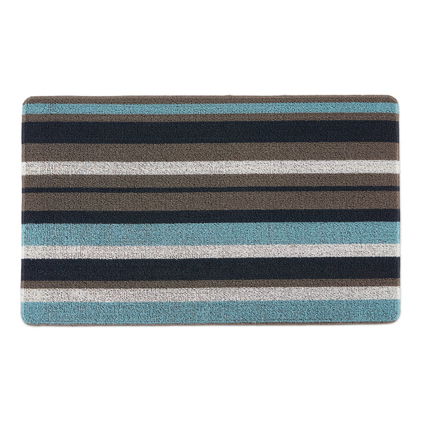 Blue And Gray Stripe Tufted Loop Textilene Mat 17.75X29.5