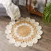 White And Natural Jute Braided Rug 3 Ft Round