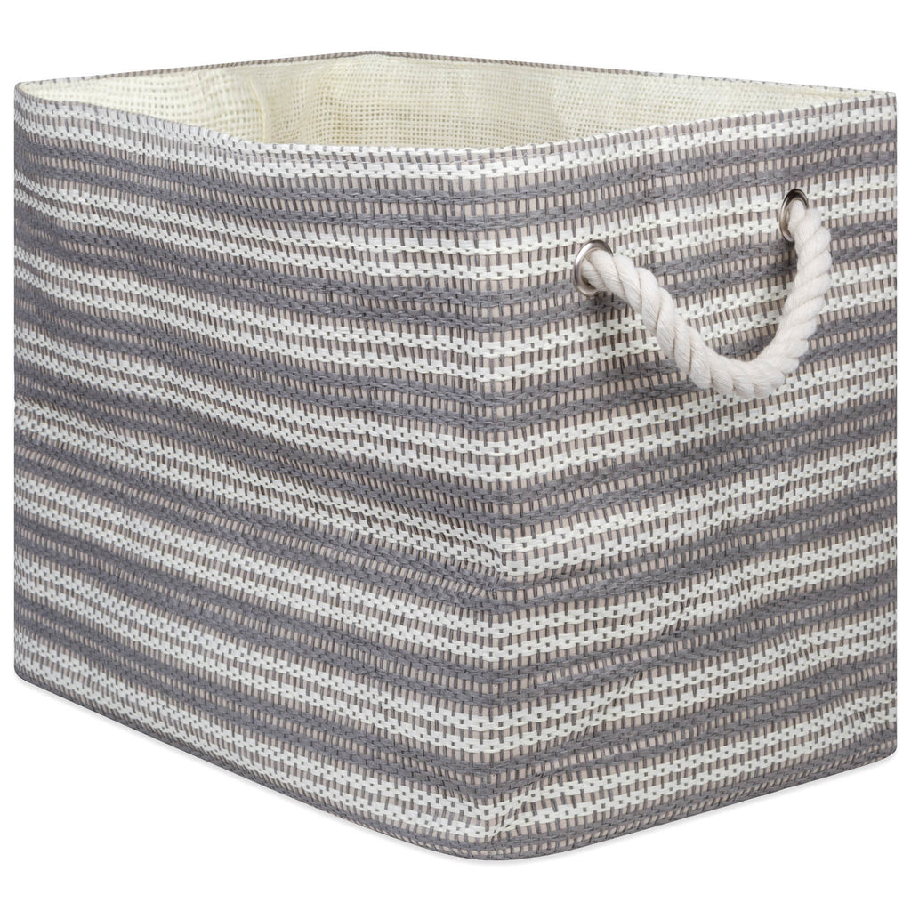 Paper Bin Basketweave Gray/White Rectangle Large 17 x 12 x 12