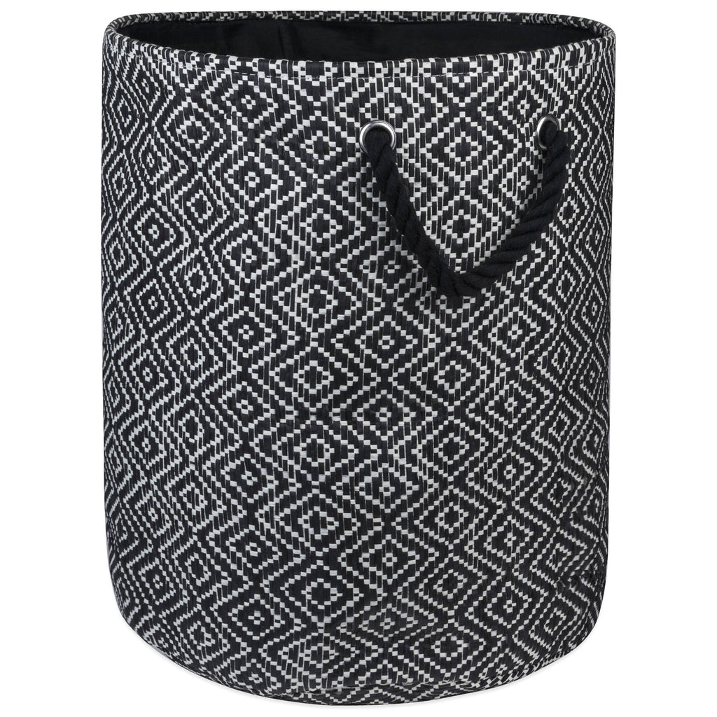 Diamond Basketweave Black/White Round Medium Paper Bin