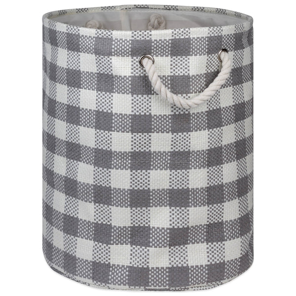 Paper Bin Checkers Gray Round Large