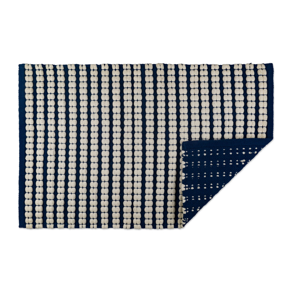 Navy Braided Stripe Rug 2x3ft