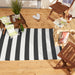 Black/White Stripe Outdoor Floor Runner 3X6 Ft