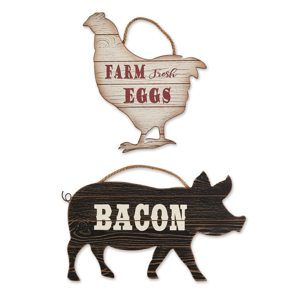 Farmhouse Chicken And Pig Signs Set of 2