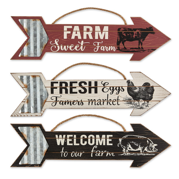 Farmhouse Galvanized Arrow Signs Set of 3