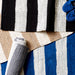 Gray/White Stripe Rag Rug 2X3Ft