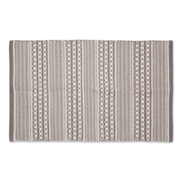 Gray Dobby Stripe Hand-Loomed Rug 2X3 Ft