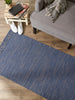 French Blue & Off White 2-Tone Ribbed Rug 2Ft 6Inx6Ft