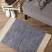 French Blue Variegated Border Hand-Loomed Rug 2X3 Ft
