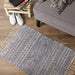 French Blue Textured Dobby Hand-Loomed Rug 2X3 Ft