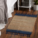 French Blue With Natural Jute Stripes Hand-Loomed Rug 2X3 Ft
