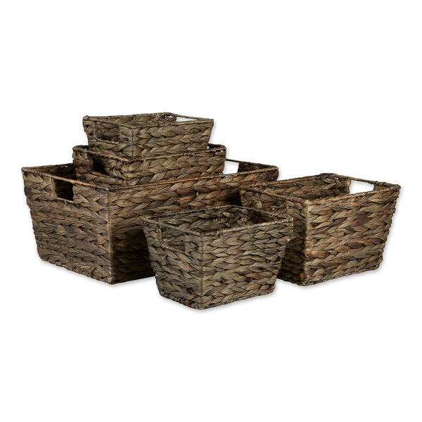 Asst Gray Wash Hyacinth Basket Set of 5