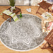 Gray Boho Floral Outdoor Rug 5 Ft Round