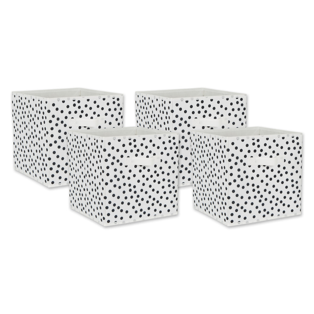 Nonwoven Polyester Cube Small Dots White/Black Square 11 x 11 x 11 Set of 4