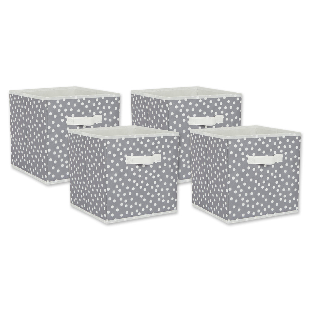 Nonwoven Polyester Cube Small Dots Gray/White Square 11 x 11 x 11 Set of 4