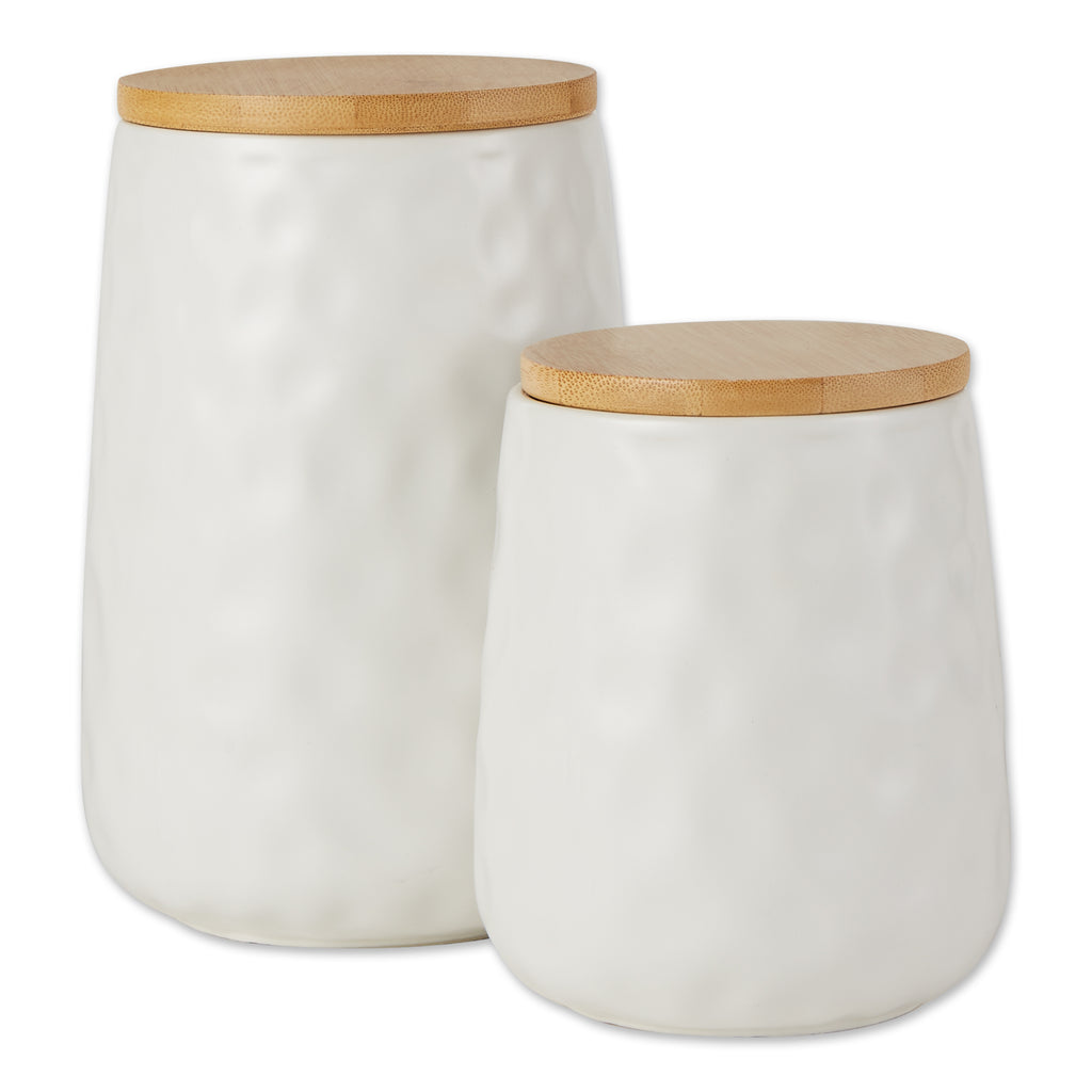 White Matte Dimple Texture Ceramic Canister Set
