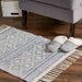 Natural And French Blue Diamond Textured Hand-Loomed Rug 2X3 Ft