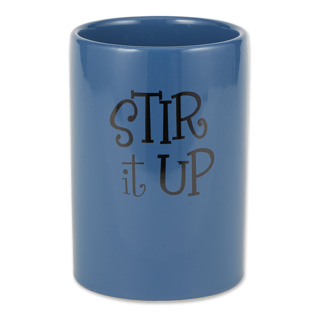 Blue Stir It Up Ceramic Utensil Holder