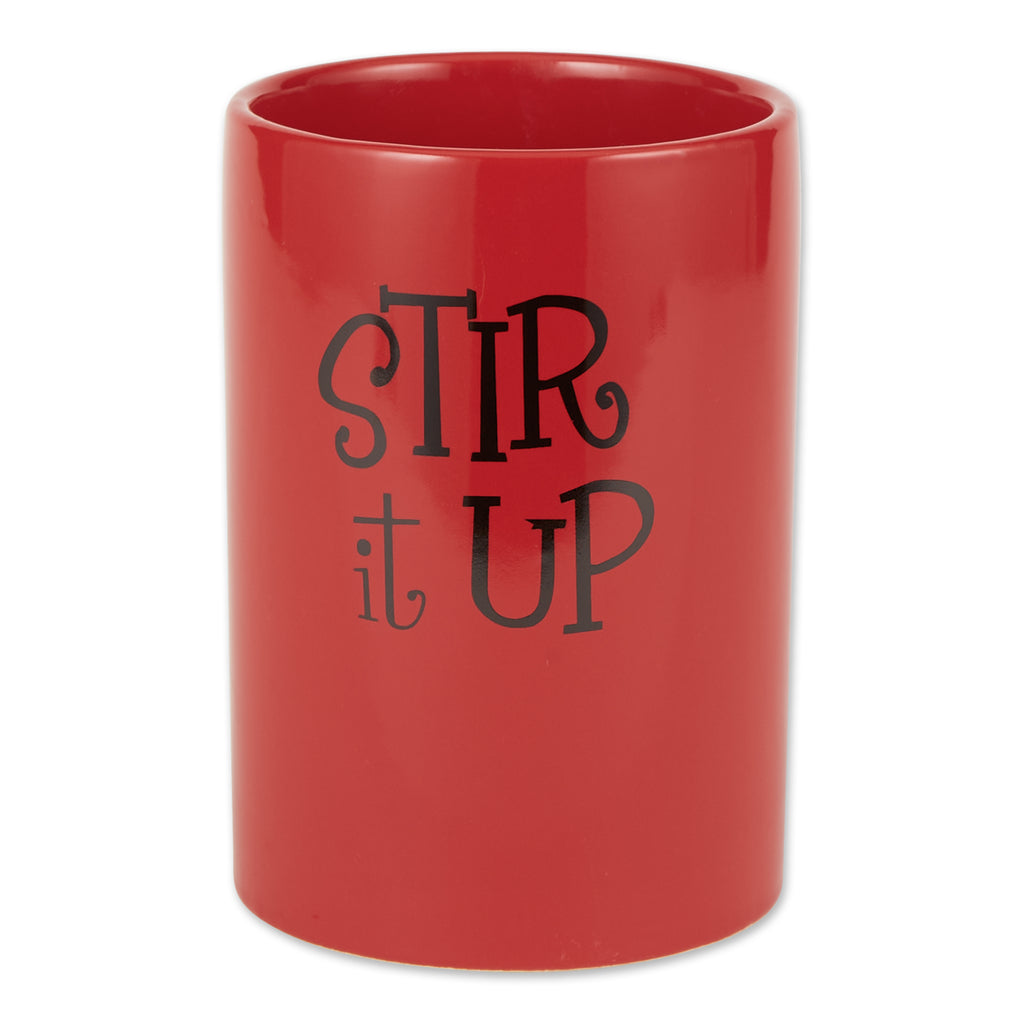 Red Stir It Up Ceramic Utensil Holder