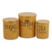 Honey Gold Coffee/Sugar/Tea Ceramic Canister Set