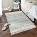 Gray Printed Off-White Hand-Loomed Shag Rug 4X6 Ft
