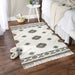 Brown And Green Printed Off-White Hand-Loomed Shag Rug 4X6 Ft
