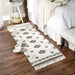 Brown And Green Printed Off-White Hand-Loomed Shag Rug Runner 2Ft 3Inx6Ft
