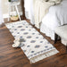 Stone And Blue Printed Off-White Hand-Loomed Shag Rug Runner 2Ft 3Inx6Ft