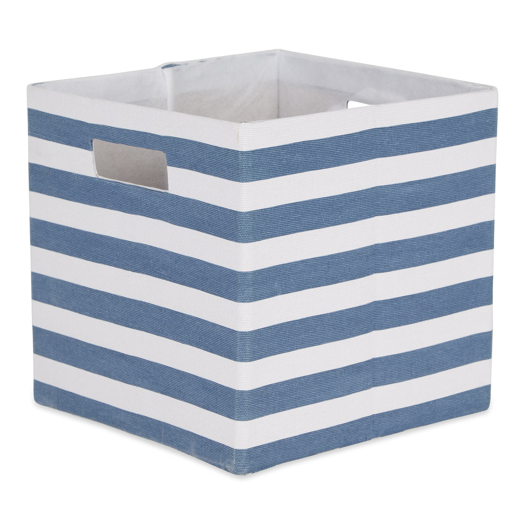 Polyester Cube Stripe French Blue Square 11 x 11 x 11