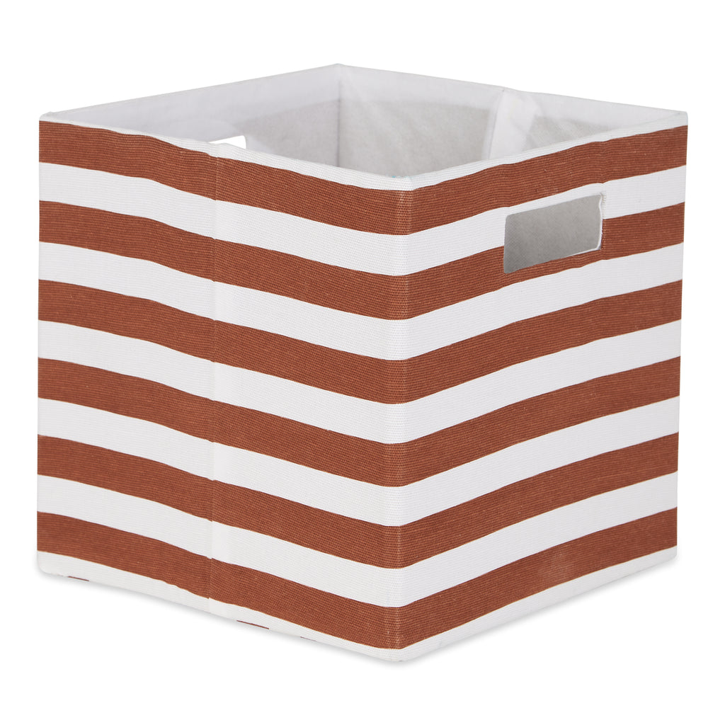 Polyester Cube Stripe Cinnamon Square 13 x 13 x 13