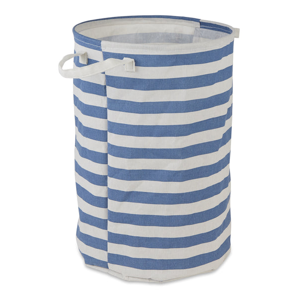 Laundry Hamper Stripe French Blue Round