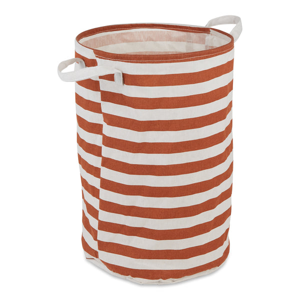 Laundry Hamper Stripe Cinnamon Round