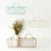 Small Antique White Wire Wall Basket Set of 2