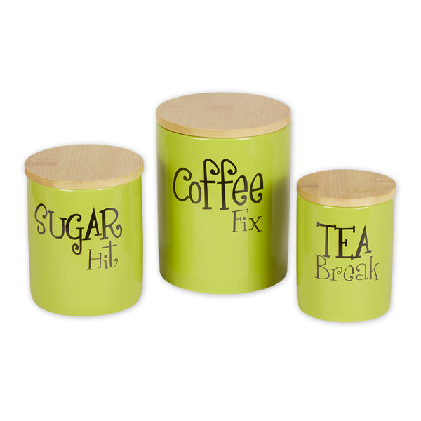 Avocado Coffee/Sugar/Tea Ceramic Canister Set