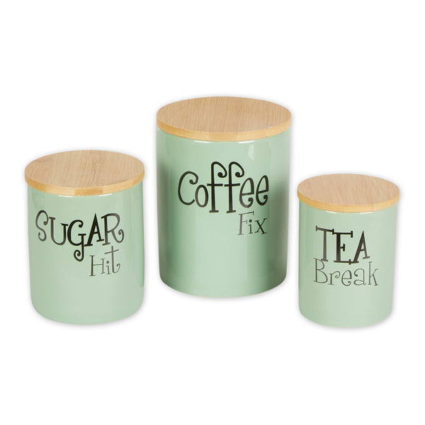 Jadeite Coffee/Sugar/Tea Ceramic Canister Set