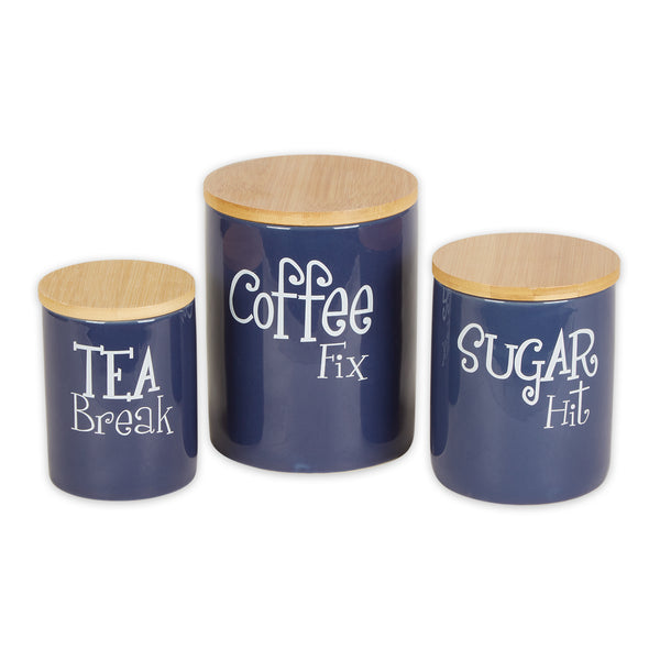 Nautical Blue Coffee/Sugar/Tea Ceramic Canister Set