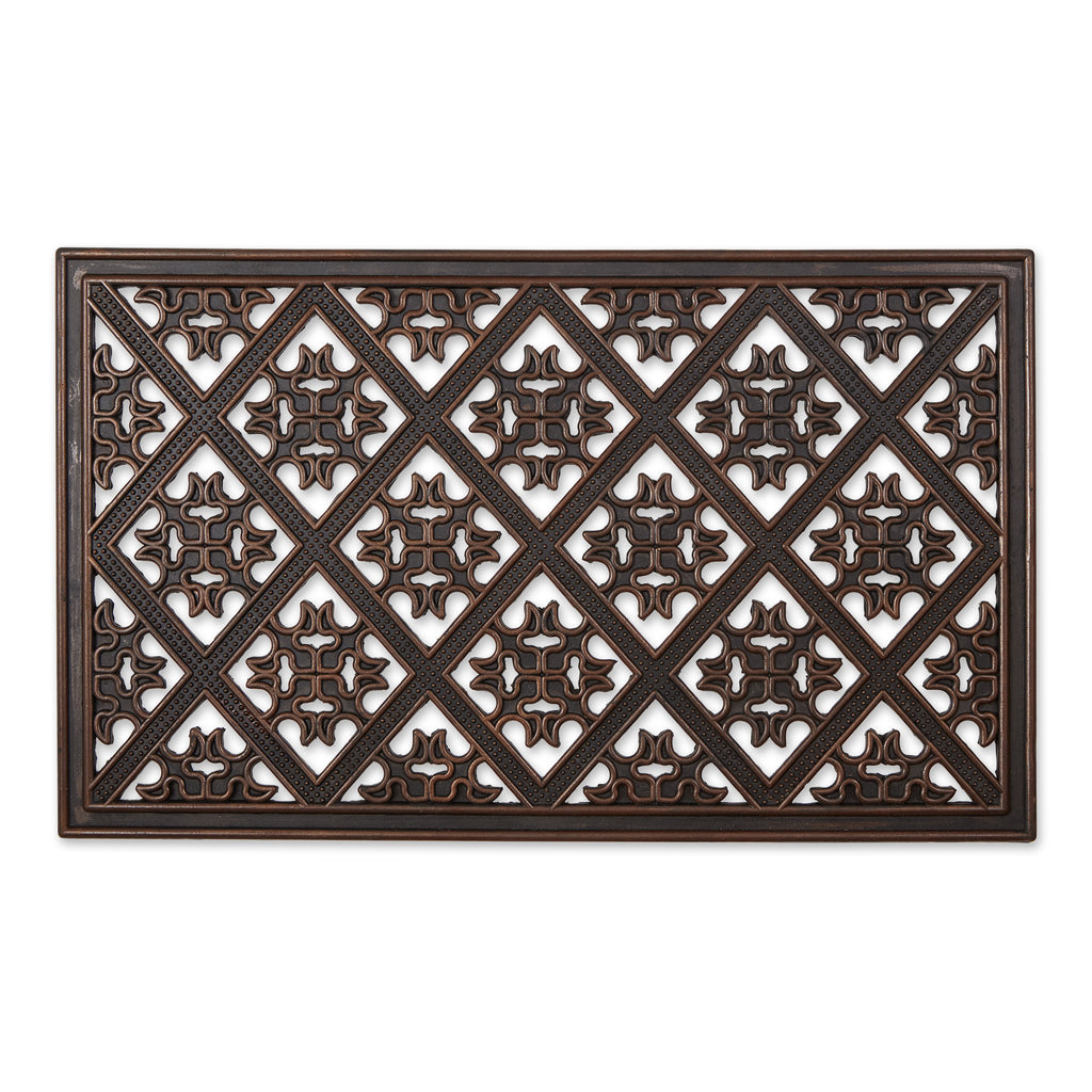 Brown Painted Diamond Lattice Grid Rubber Doormat