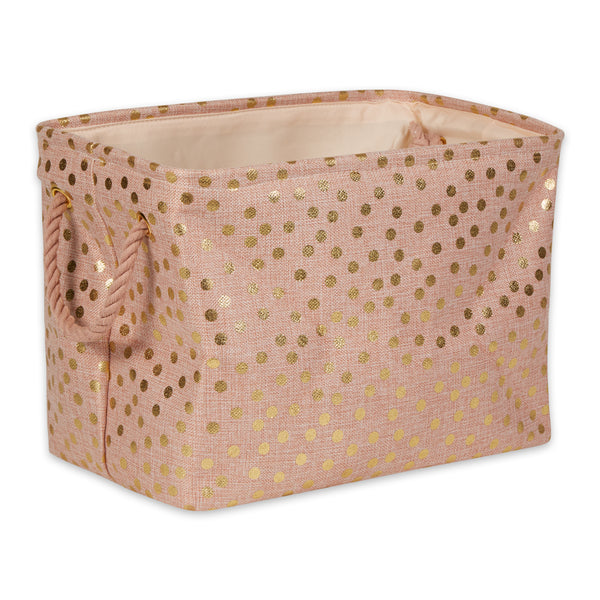 Dots Gold / Millennial Pink Rectangle Medium Polyester Bin