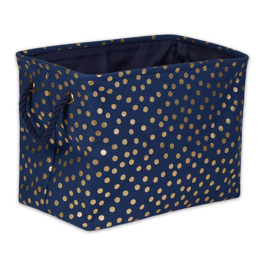 Dots Gold / Nautical Blue Rectangle Medium Polyester Bin