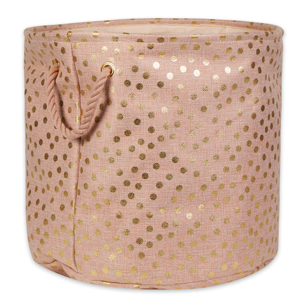 Polyester Bin Dots Gold / Millennial Pink Round Large