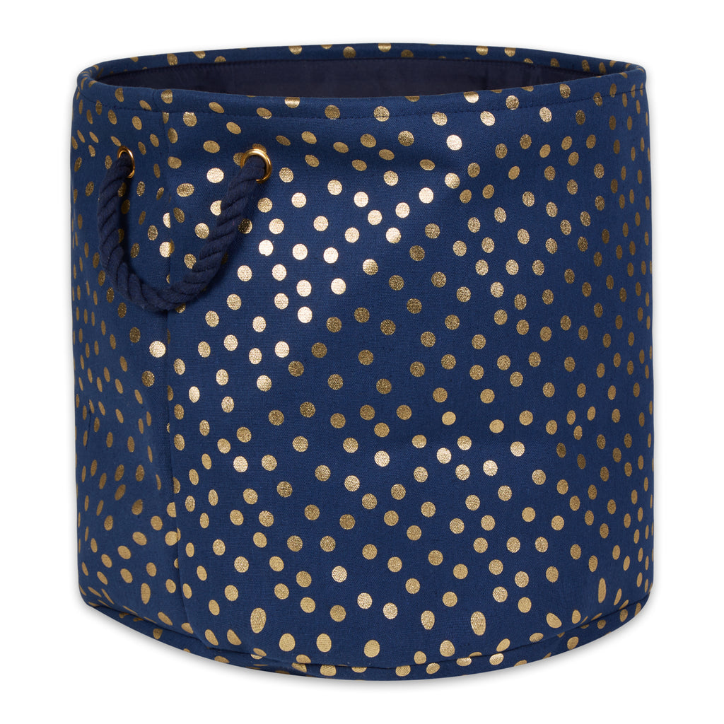 Polyester Bin Dots Gold / Nautical Blue Round Large