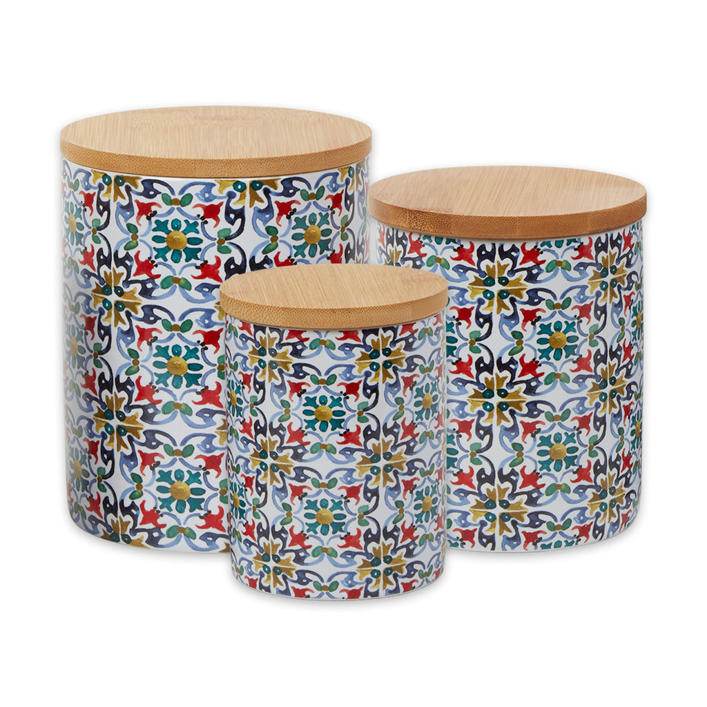 Floral Tile Ceramic Canister Set