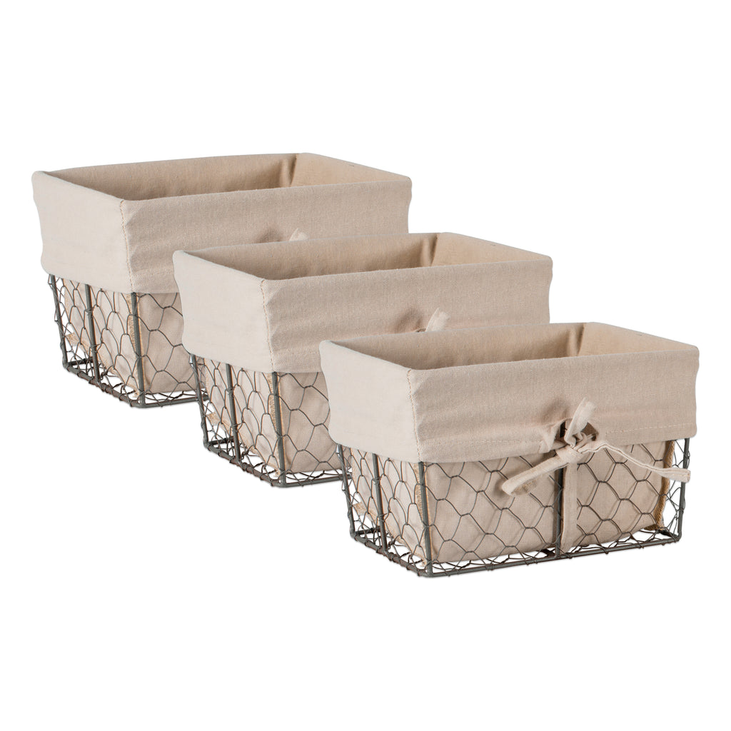 Small Rustic Bronze Chicken Wire Natural Liner Basket