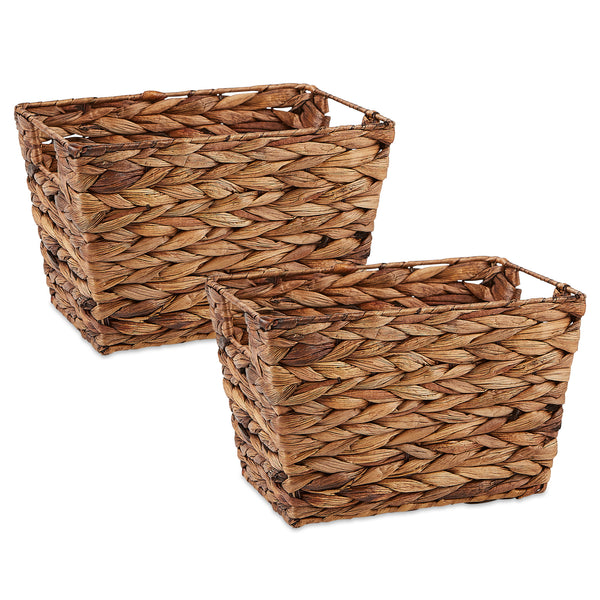 Medium Dark Brown Water Hyacinth Basket Set of 2