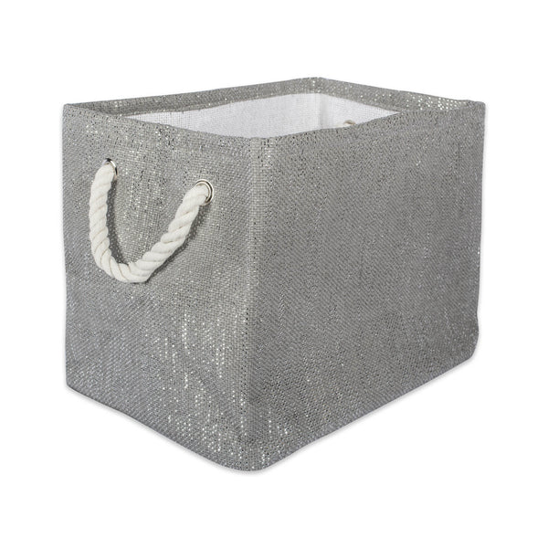 Lurex Gray/Silver Rectangle Small Paper Bin