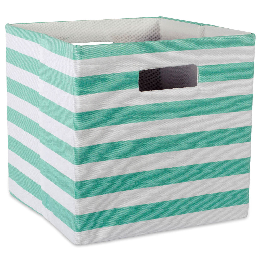 Polyester Cube Stripe Aqua Square 13 x 13 x 13
