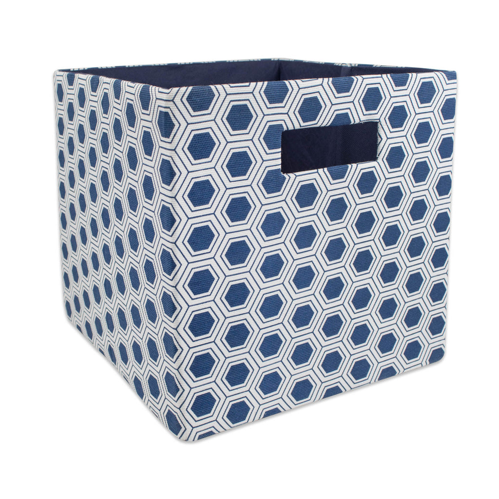 Polyester Cube Honeycomb Nautical Blue Square 13 x 13 x 13