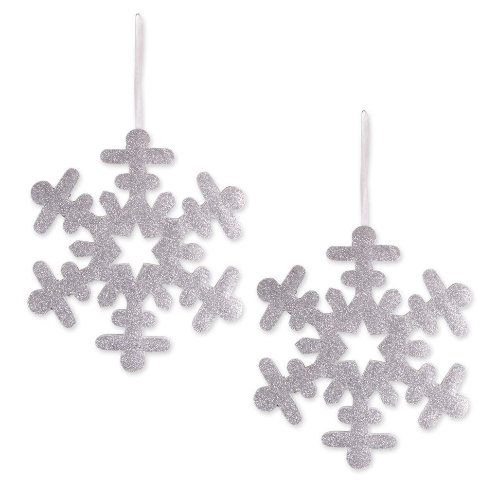 Hanging Foam Silver Snowflake Set of 2